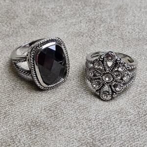Bundle of 2 Premier Designs Rings Size 10 1/2 Black Onyx 10.5 Ring 10-11